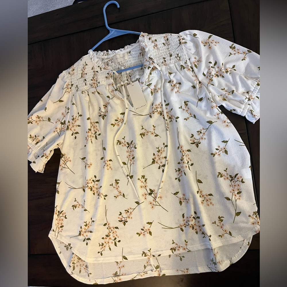 MELLODAY Cream Floral Blouse NWT SIZE:1X
